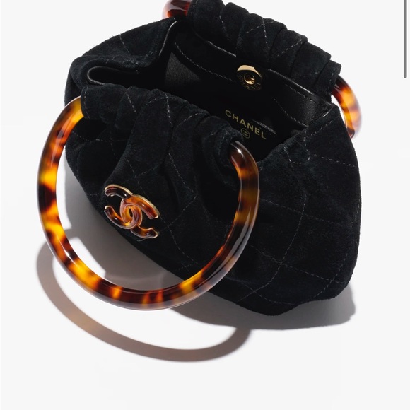 Chic Black Velvet Handbag with Tortoise Shell Handle - Picture 4 of 4